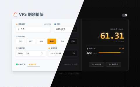Gemini 给VPS剩余价值计算器换了皮肤